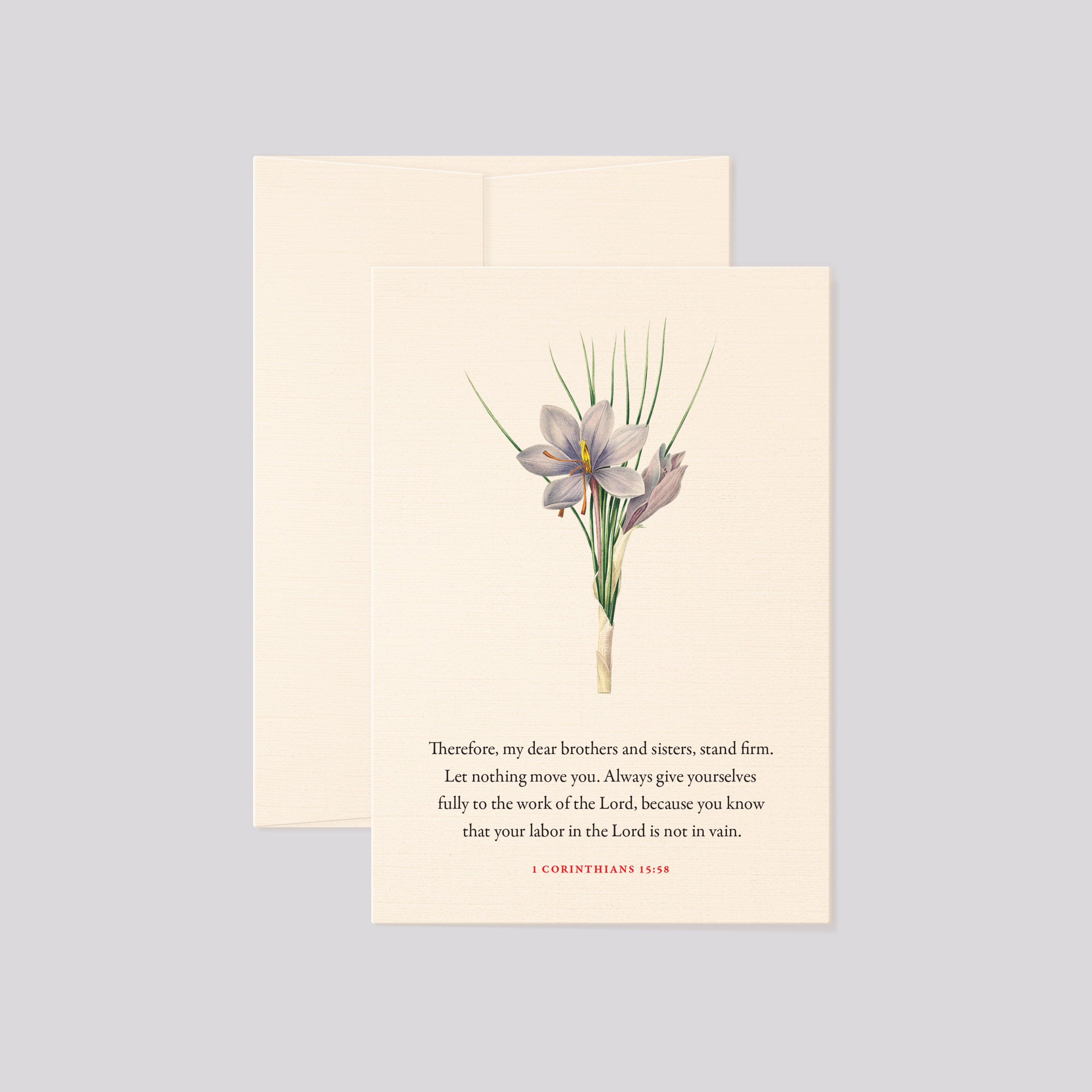 1 Corinthians 15:58, Stand Firm—Scripture Floral Greeting Card