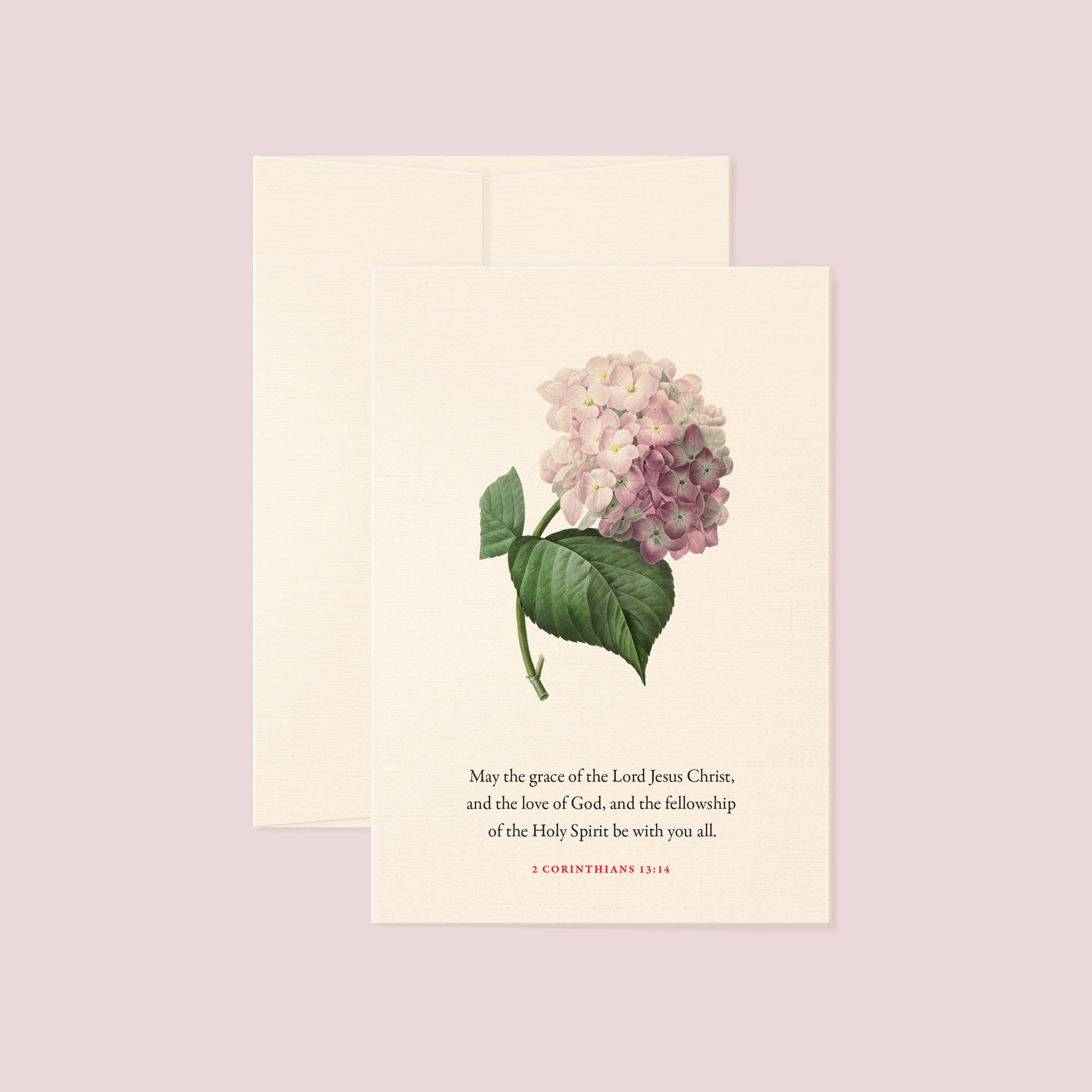 2 Corinthians 13:14, Grace, Love & Fellowship—Scripture Floral Greeting Card