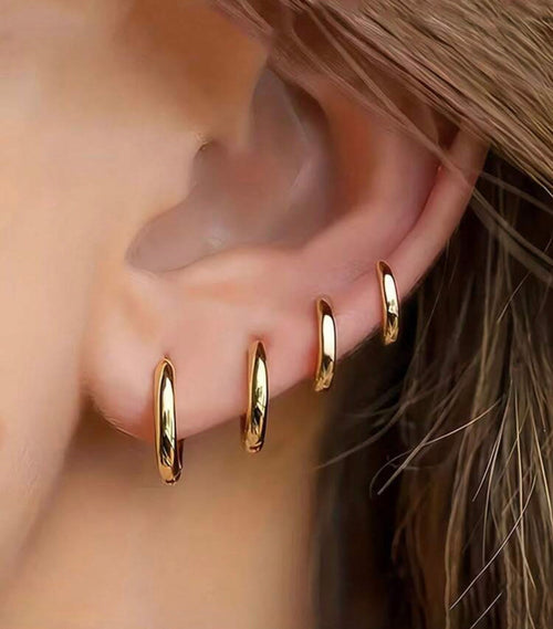 Beautiful 4 Pair Set of Gold Hoop Earrings