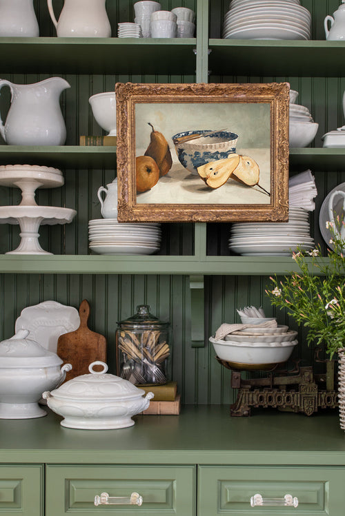 Bosc Pears And Transferware Bowl Print